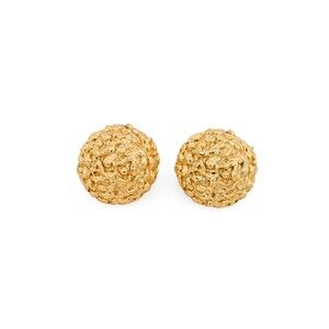 Vintage Designer Trifari Gold Tone Oversized Textured Clip-On Statement Earrings